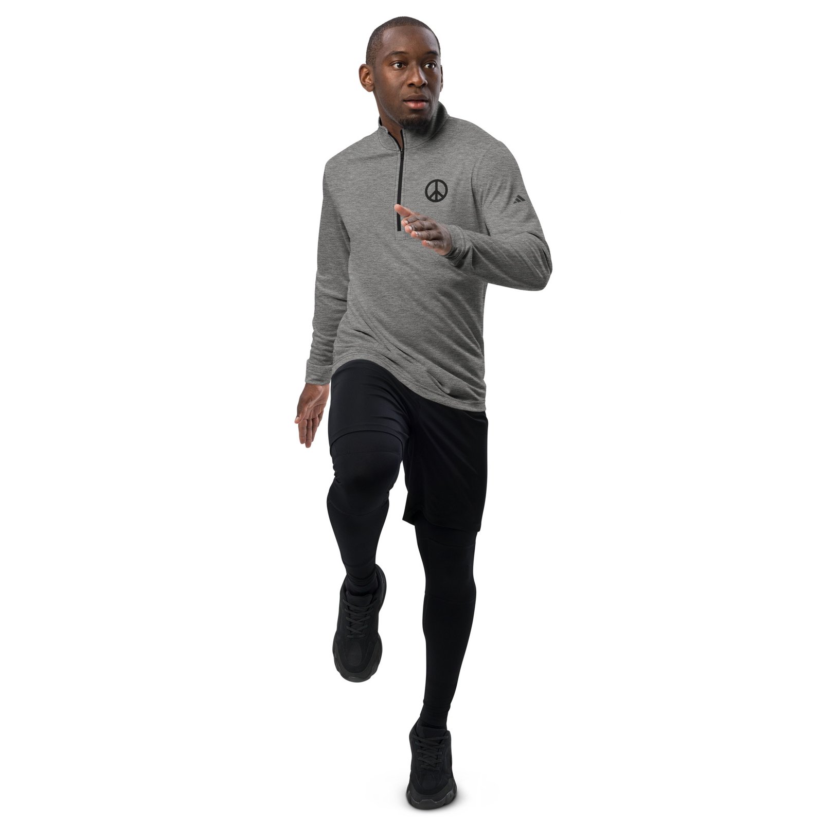 Black Peace Sign Quarter Zip Pullover