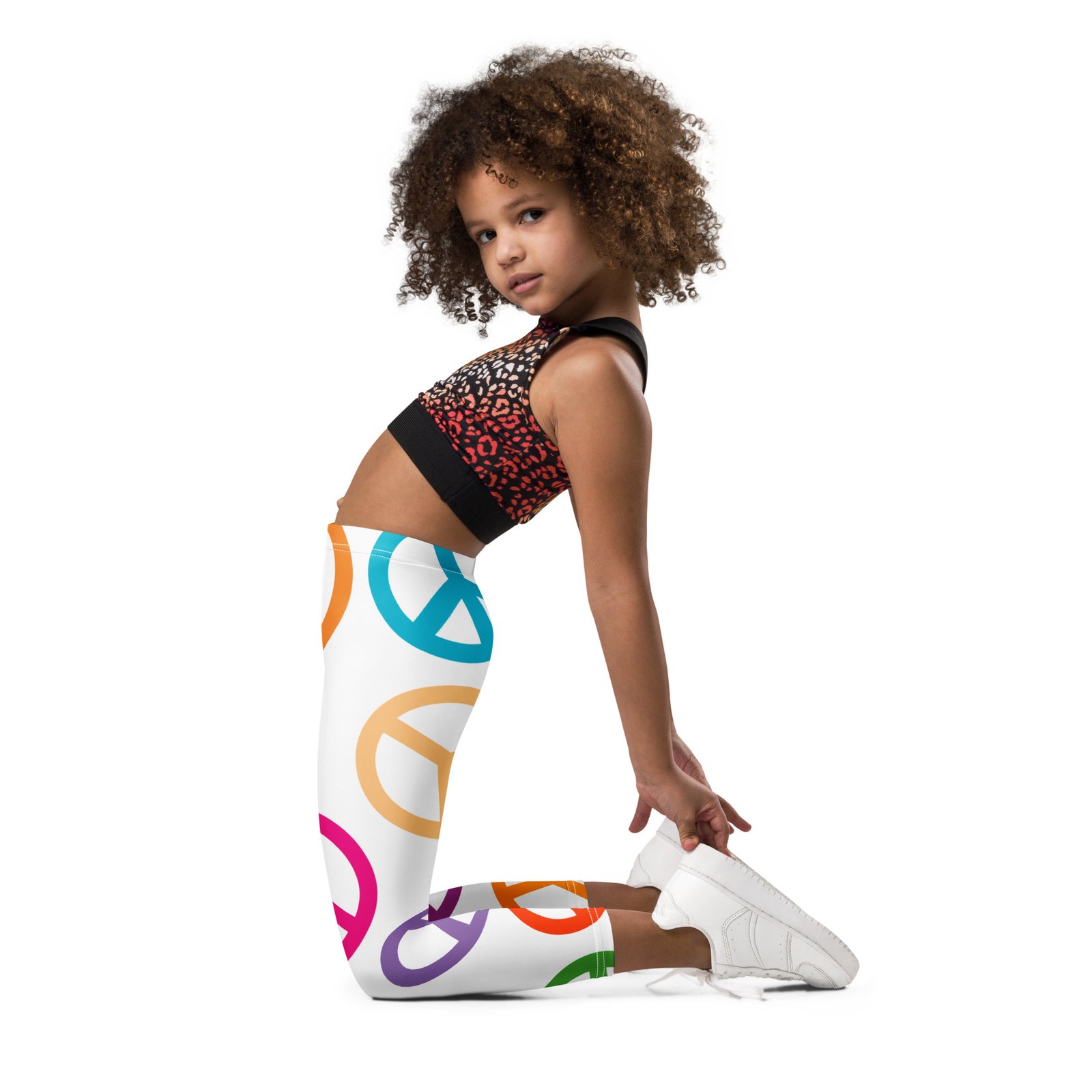 Peace Sign Pattern Kid's Leggings - Image 2