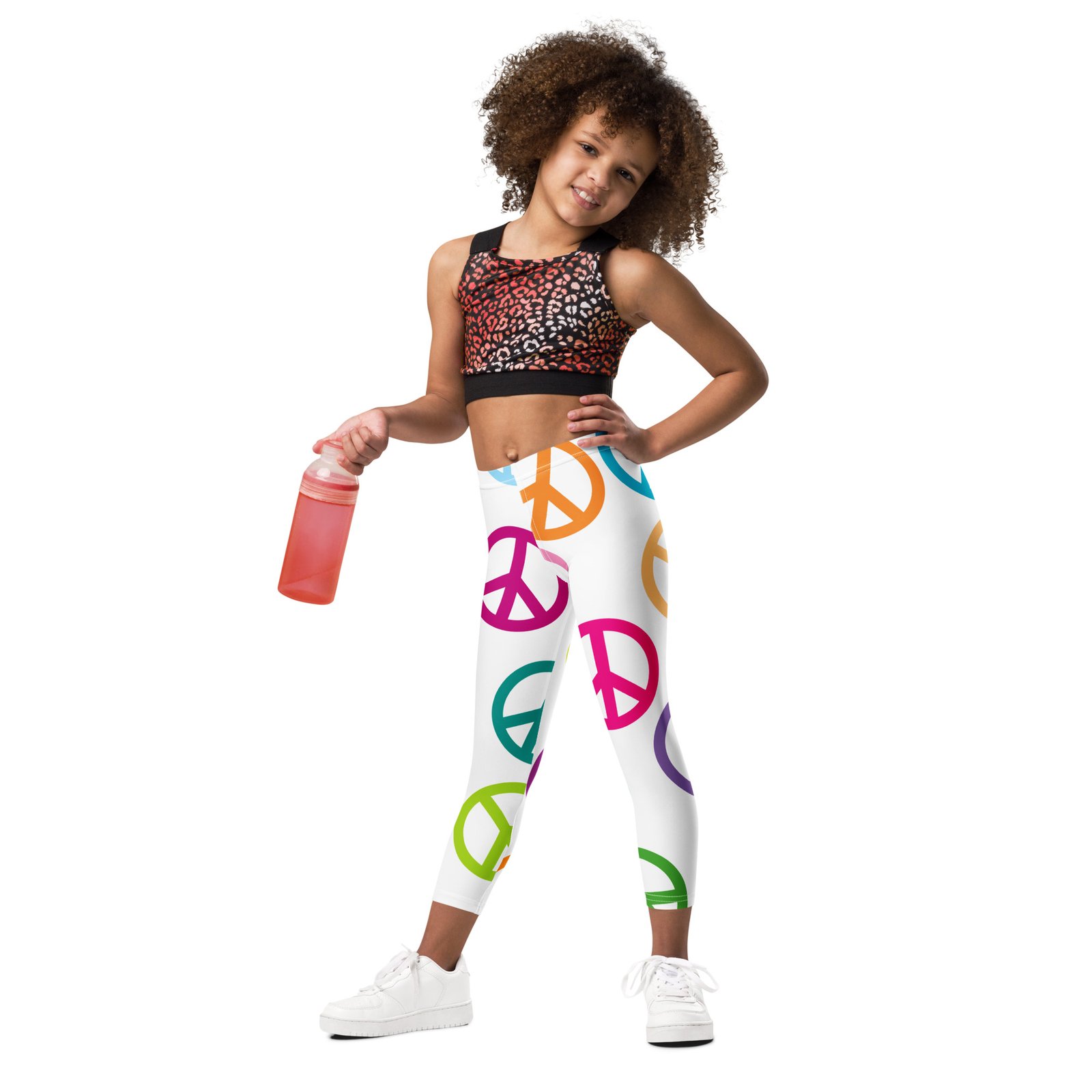 Peace Sign Pattern Kid's Leggings - Image 3