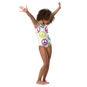 Peace Sign Pattern All-Over Print Kids Swimsuit