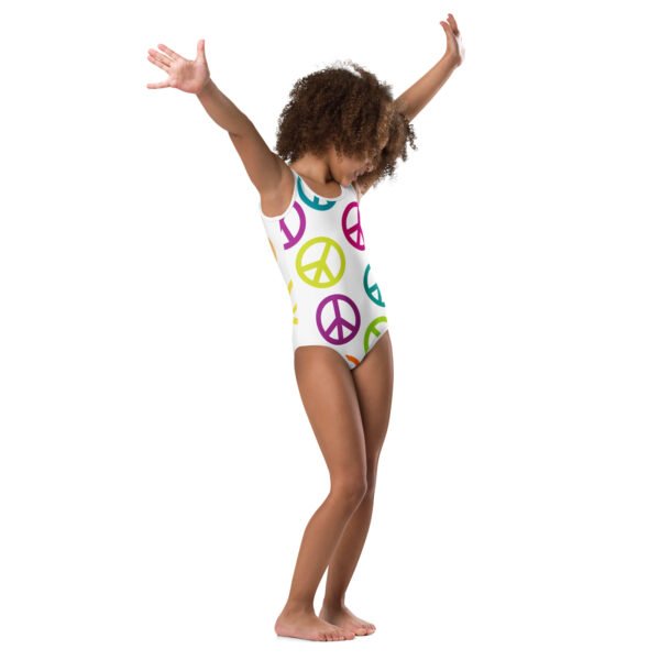 Peace Sign Pattern All-Over Print Kids Swimsuit