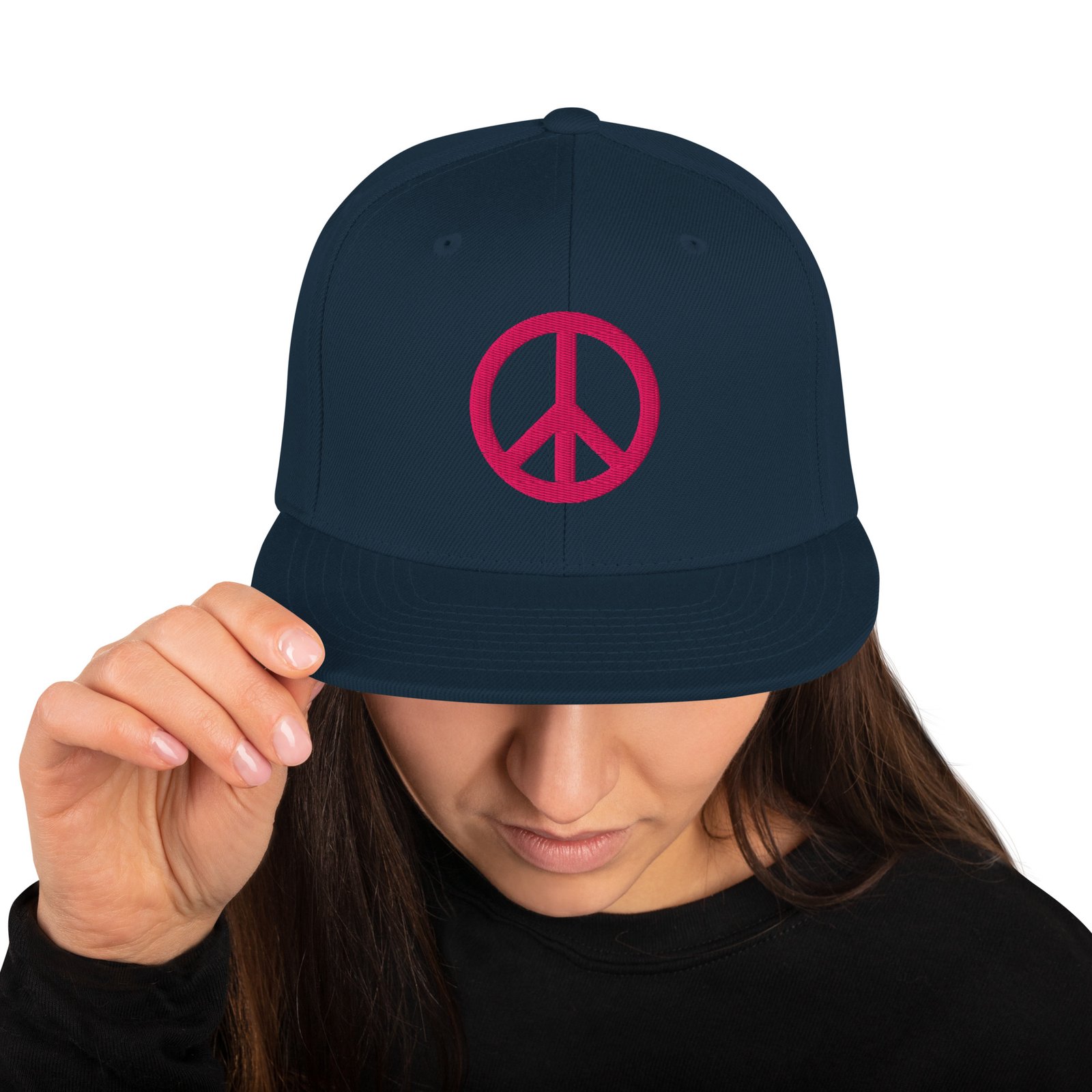 Magenta Simple Peace Sign Snapback Hat