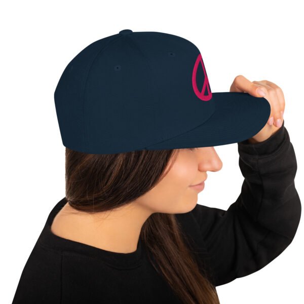 Magenta Simple Peace Sign Snapback Hat - Image 4