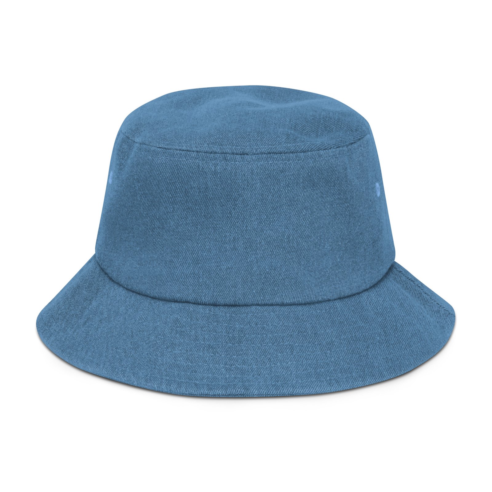 Blue Embroidered Simple Peace Sign on Denim Bucket Hat - Image 2