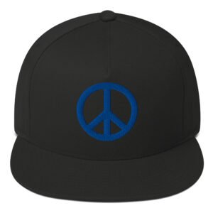 Royal Blue Simple Peace Sign Flat Bill Cap