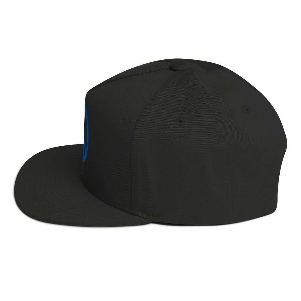 Royal Blue Simple Peace Sign Flat Bill Cap - Image 2