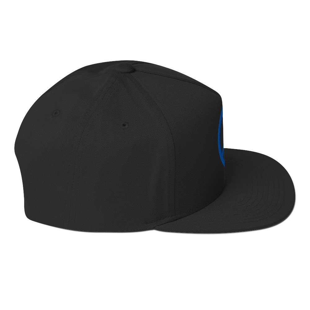 Royal Blue Simple Peace Sign Flat Bill Cap - Image 3