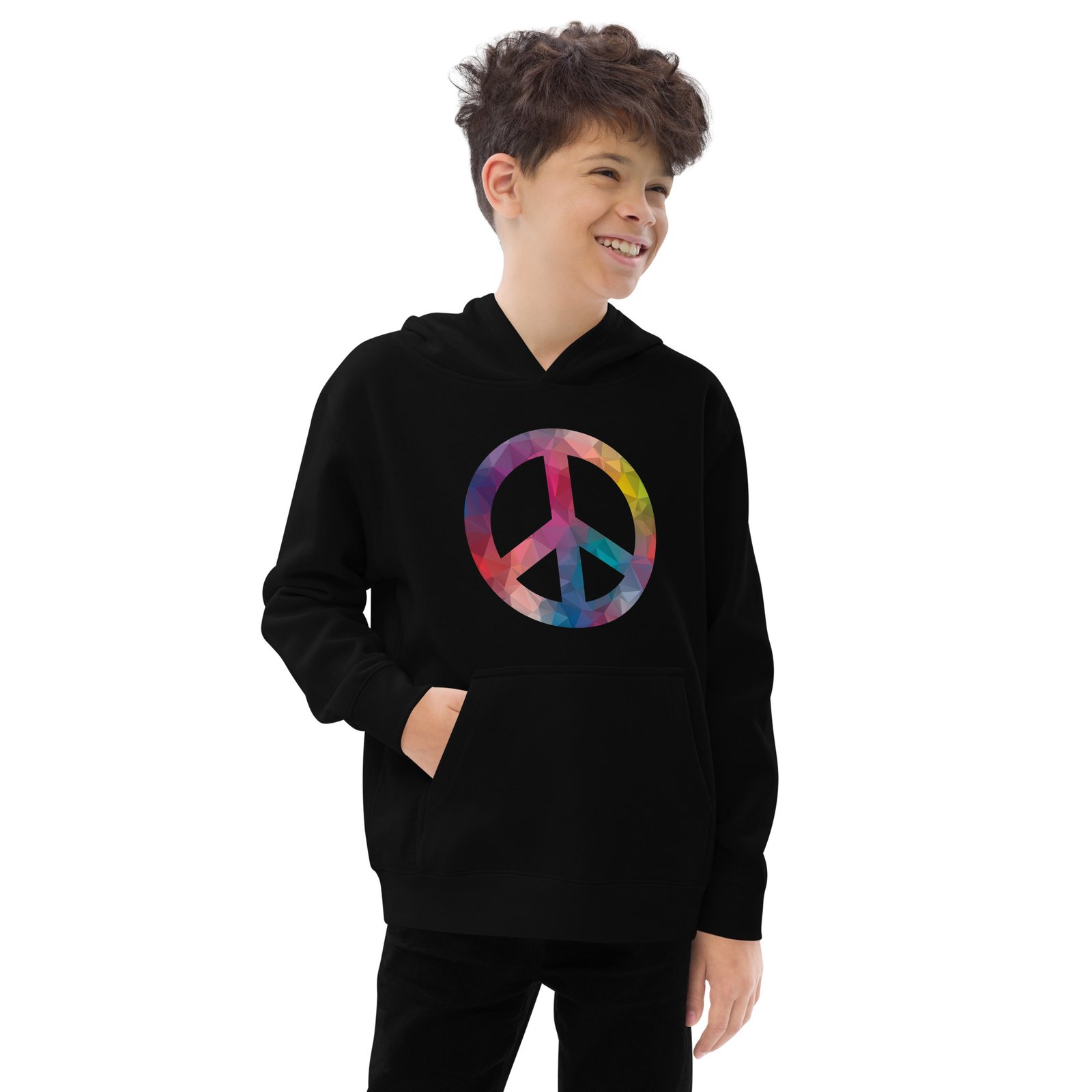 Bevel Peace Sign Kids fleece hoodie - Image 2