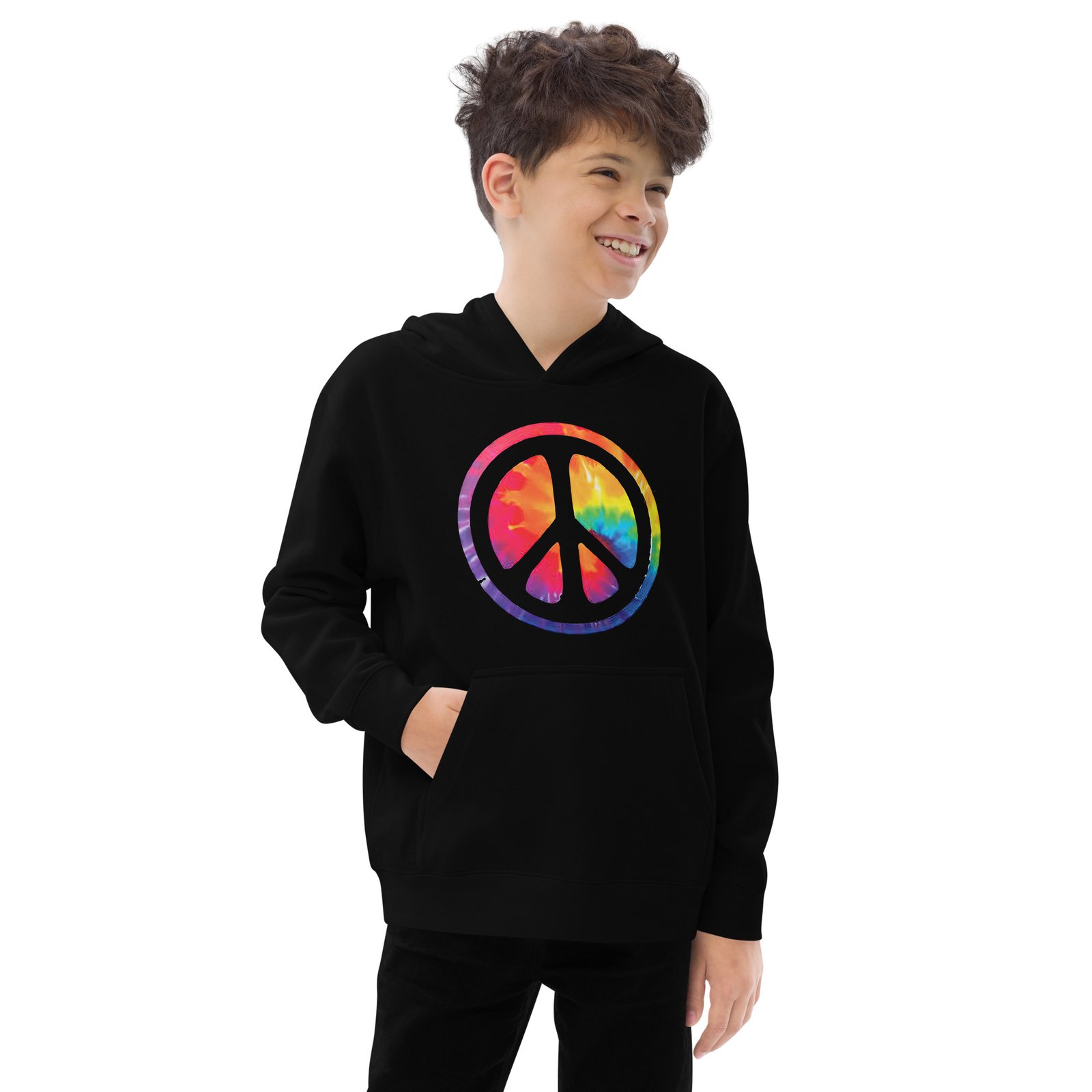 Retro Peace Sign Kids fleece hoodie - Image 2