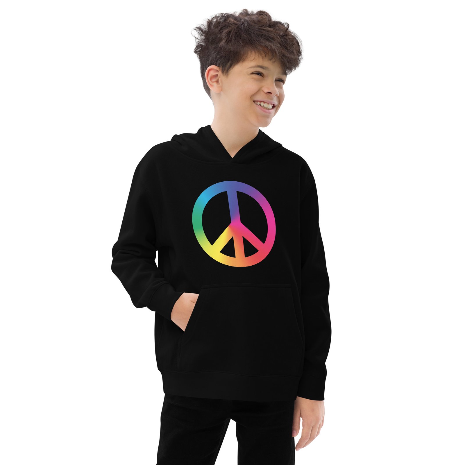 Tie Dye Peace Sign Kids fleece hoodie - Image 2