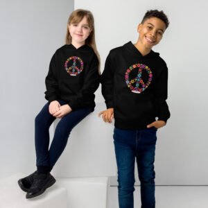 Flower Peace sign Kids fleece hoodie