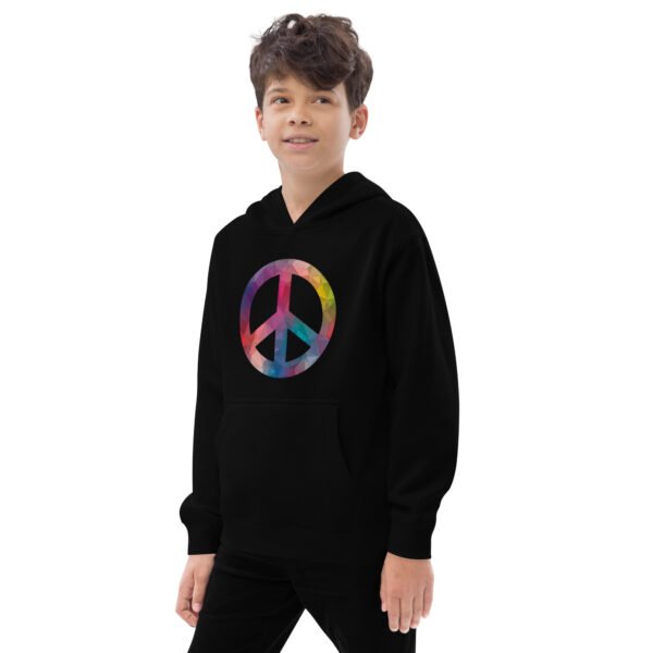 Bevel Peace Sign Kids fleece hoodie - Image 3