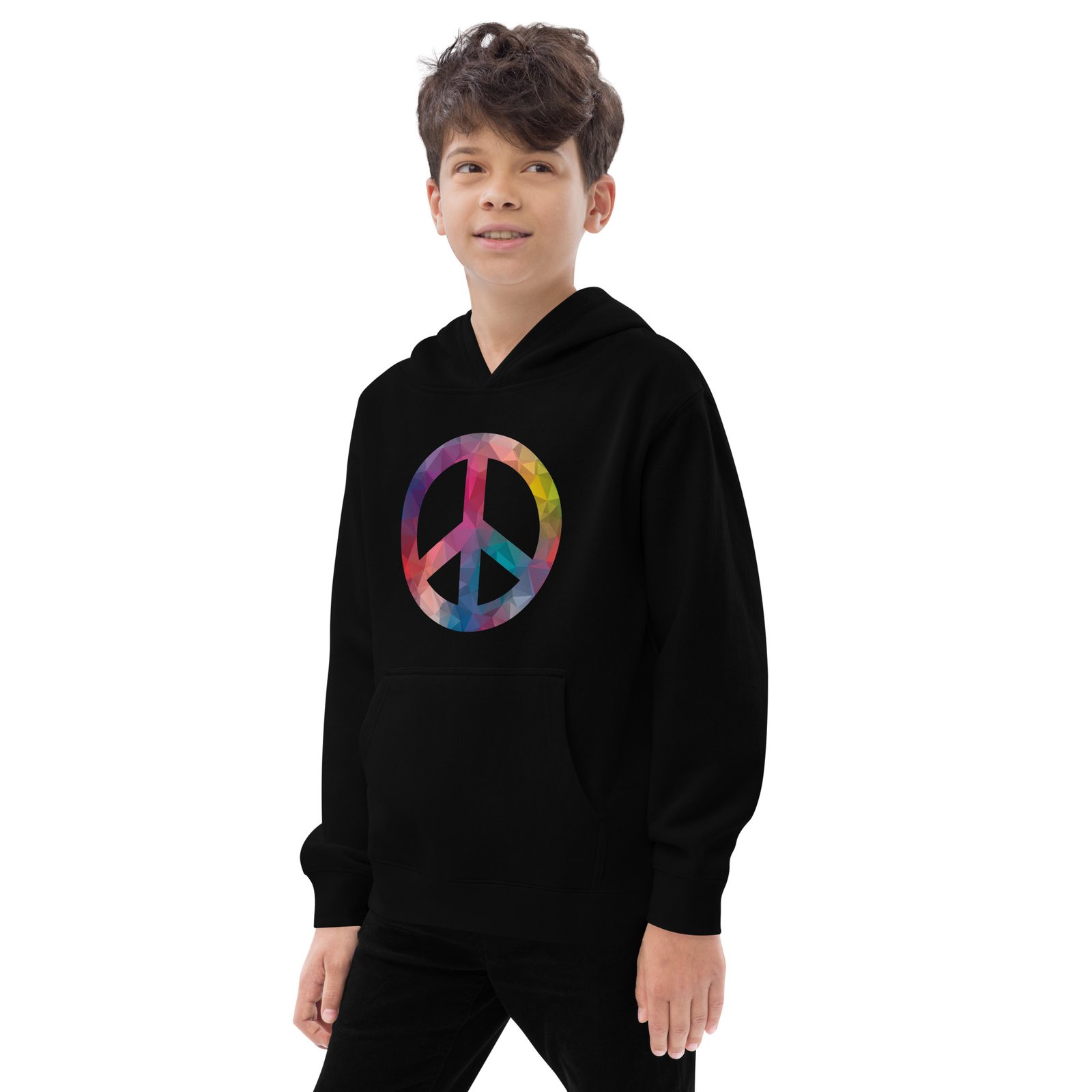 Bevel Peace Sign Kids fleece hoodie - Image 3