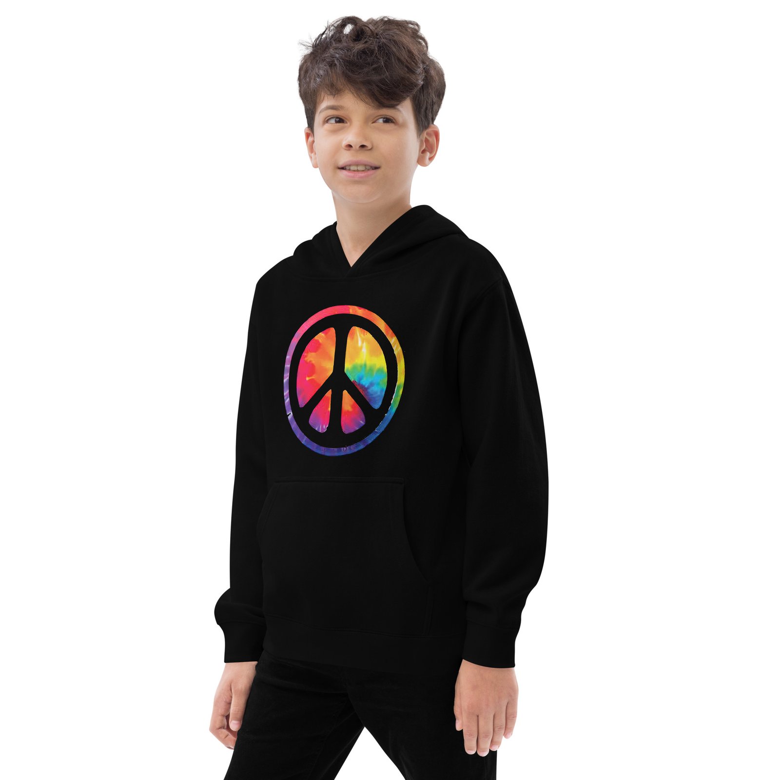 Retro Peace Sign Kids fleece hoodie - Image 3