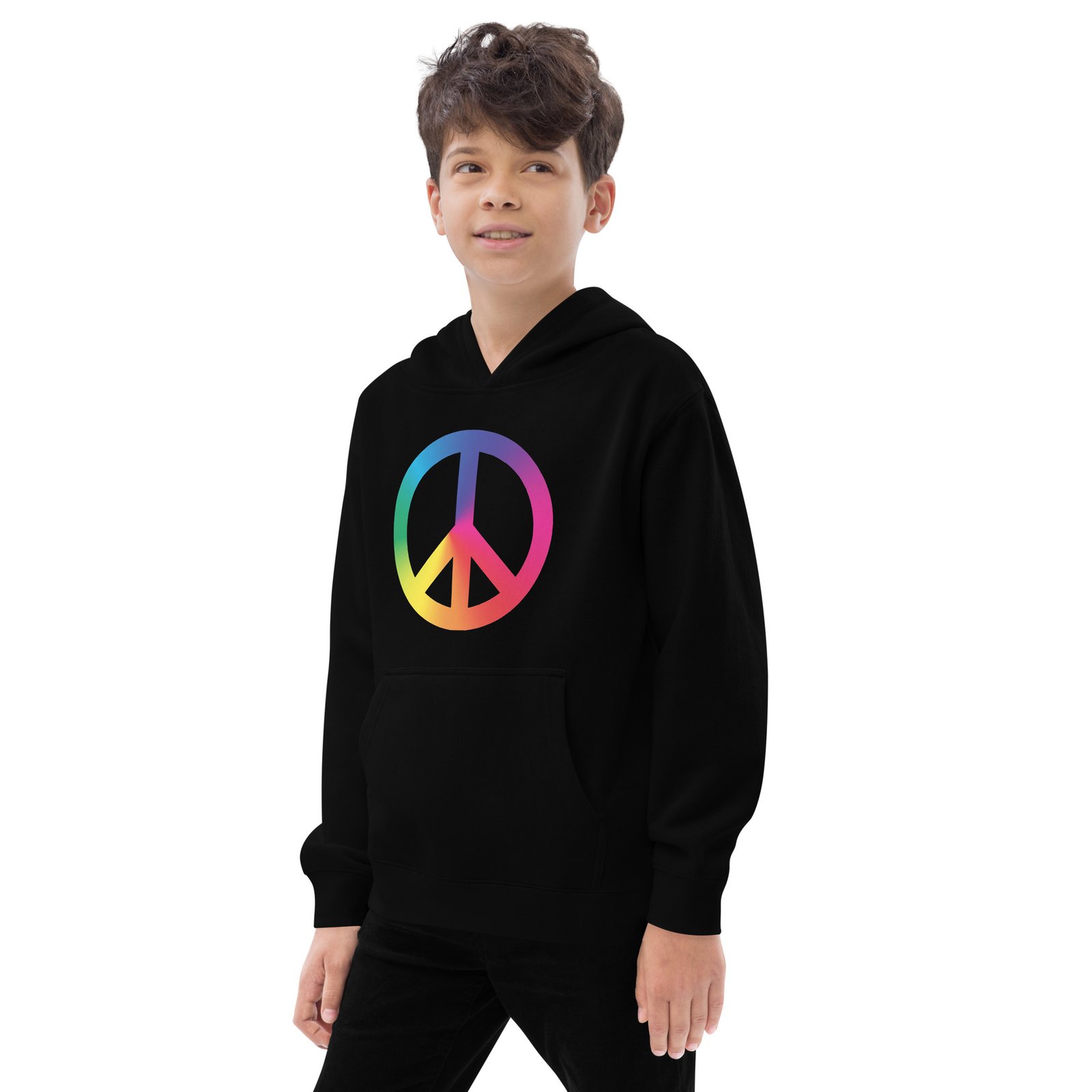 Tie Dye Peace Sign Kids fleece hoodie - Image 3