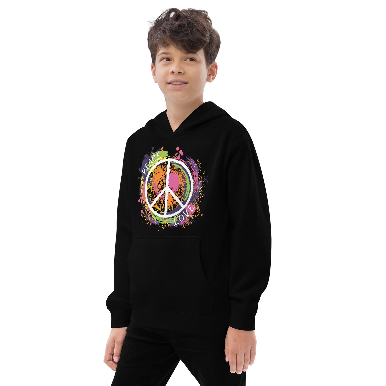 Swirl Peace Sign Kids fleece hoodie - Image 3
