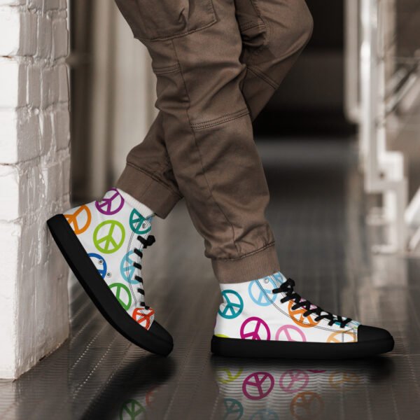 Peace Sign Pattern Men’s High Top Canvas Shoes