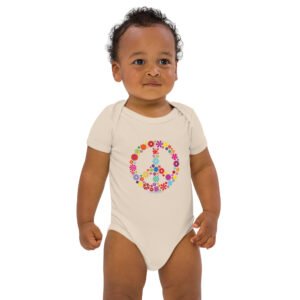 Flower Peace Sign Organic cotton baby bodysuit