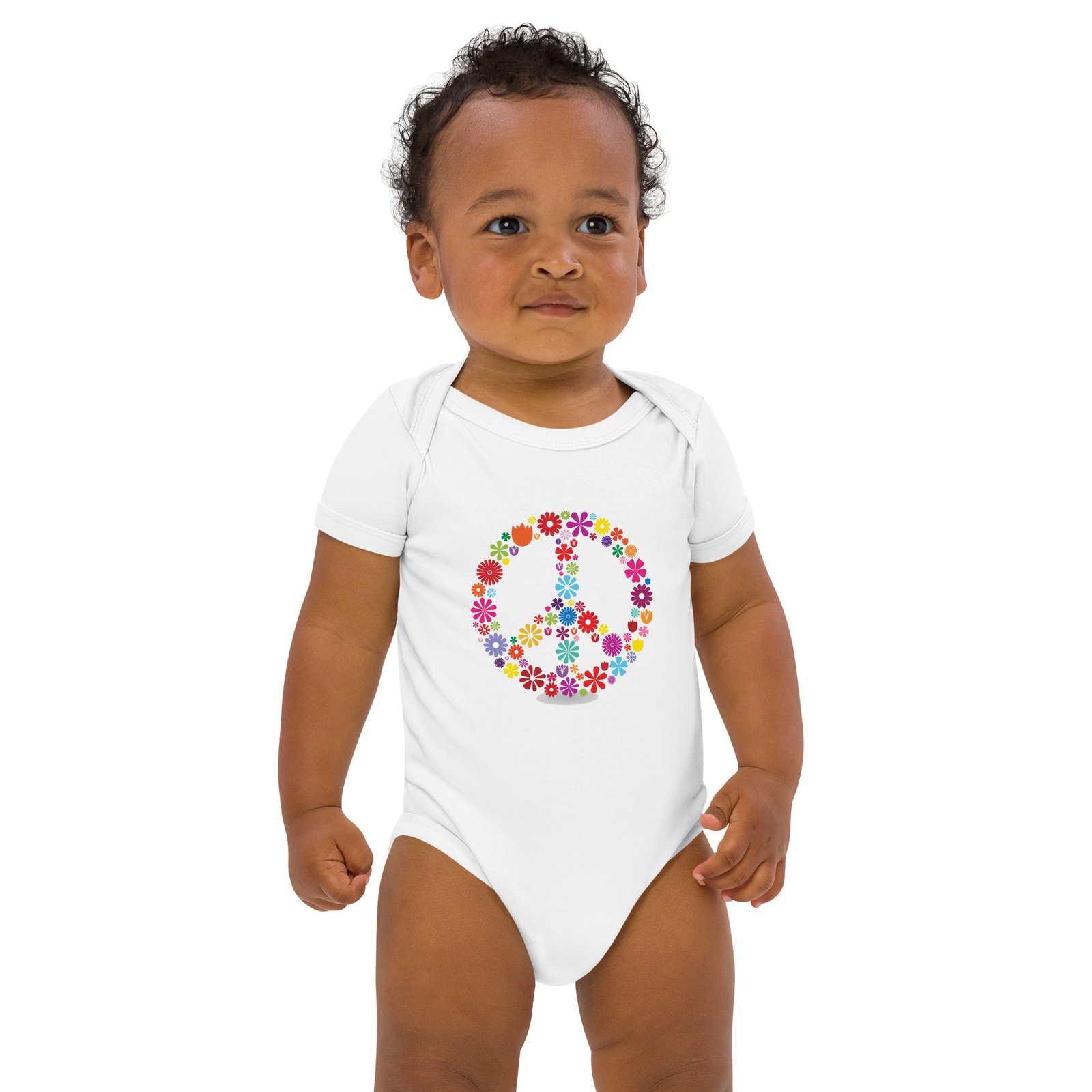 Flower Peace Sign Organic cotton baby bodysuit - Image 5