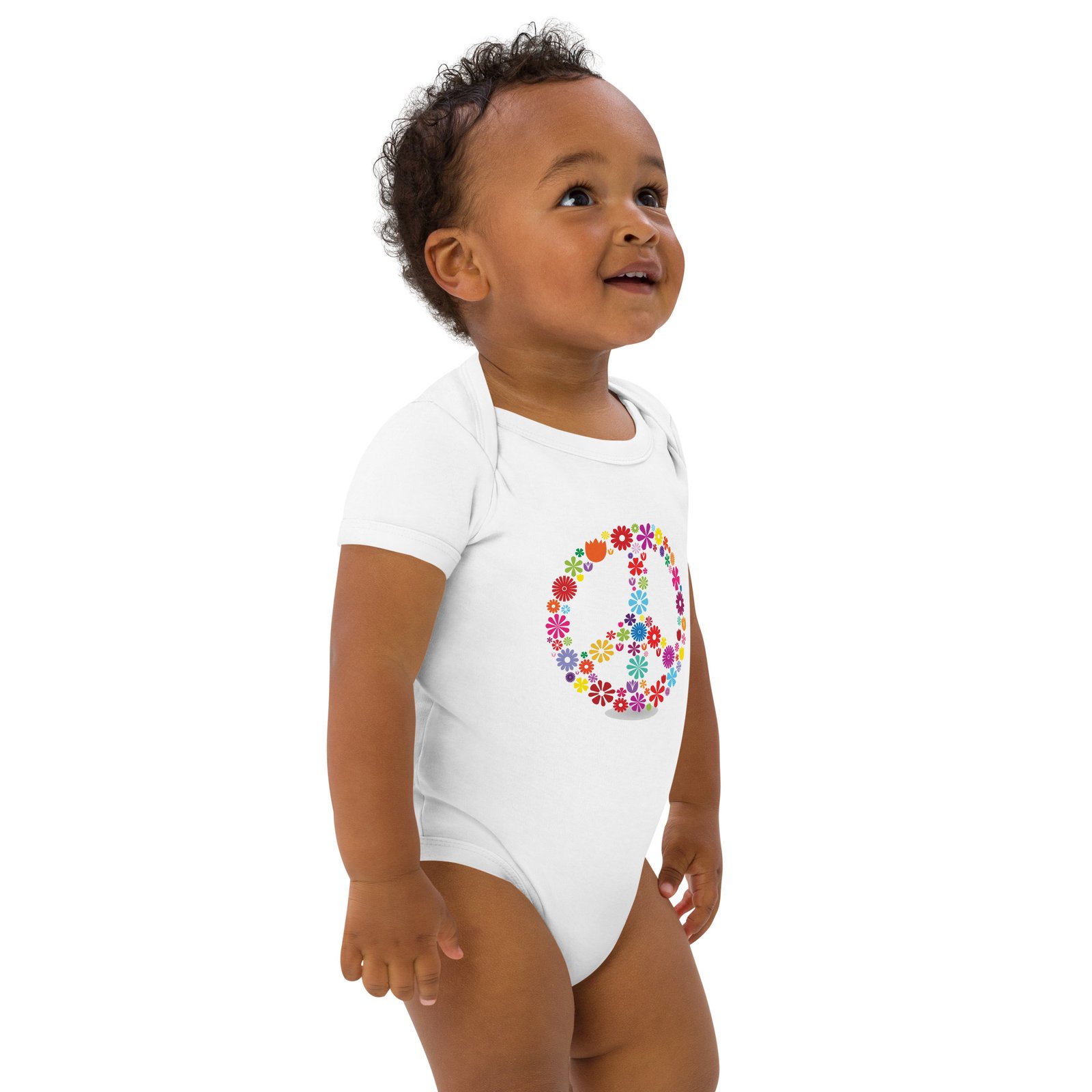 Flower Peace Sign Organic cotton baby bodysuit - Image 6