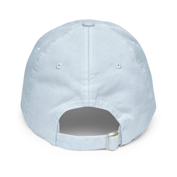 White Embroidered Simple Peace Sign on Pastel Baseball Hat - Image 2