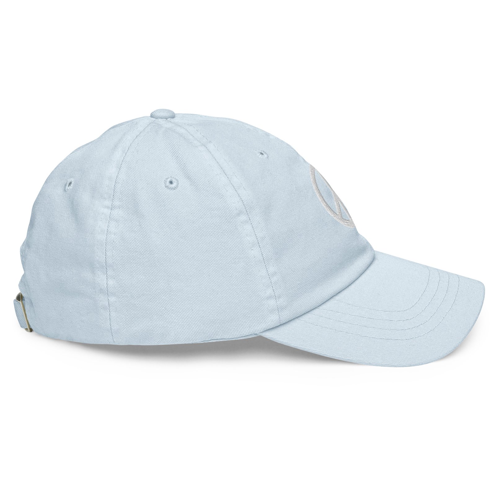 White Embroidered Simple Peace Sign on Pastel Baseball Hat - Image 5