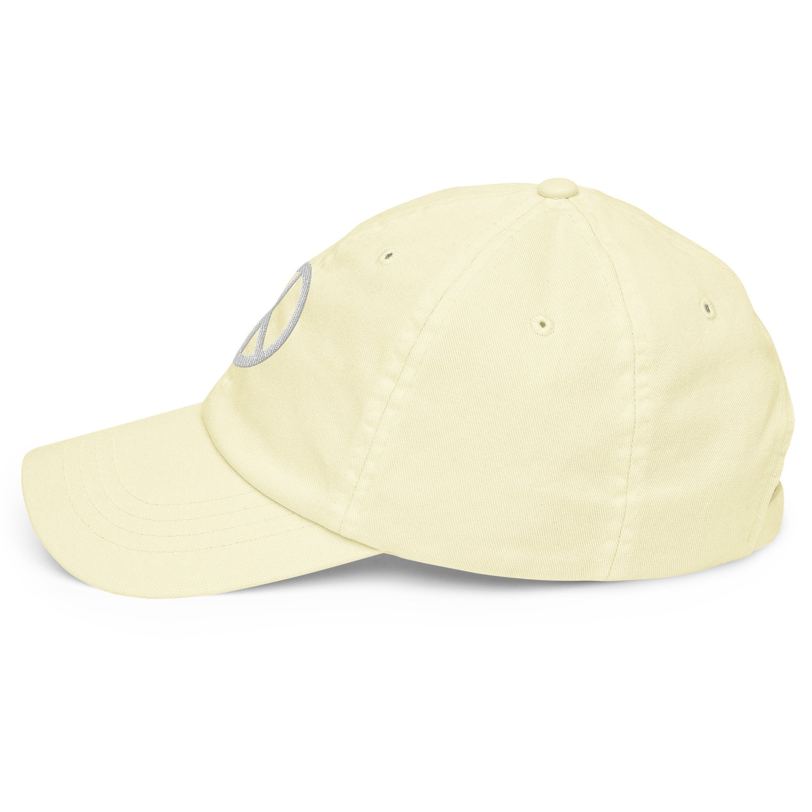 White Embroidered Simple Peace Sign on Pastel Baseball Hat - Image 15