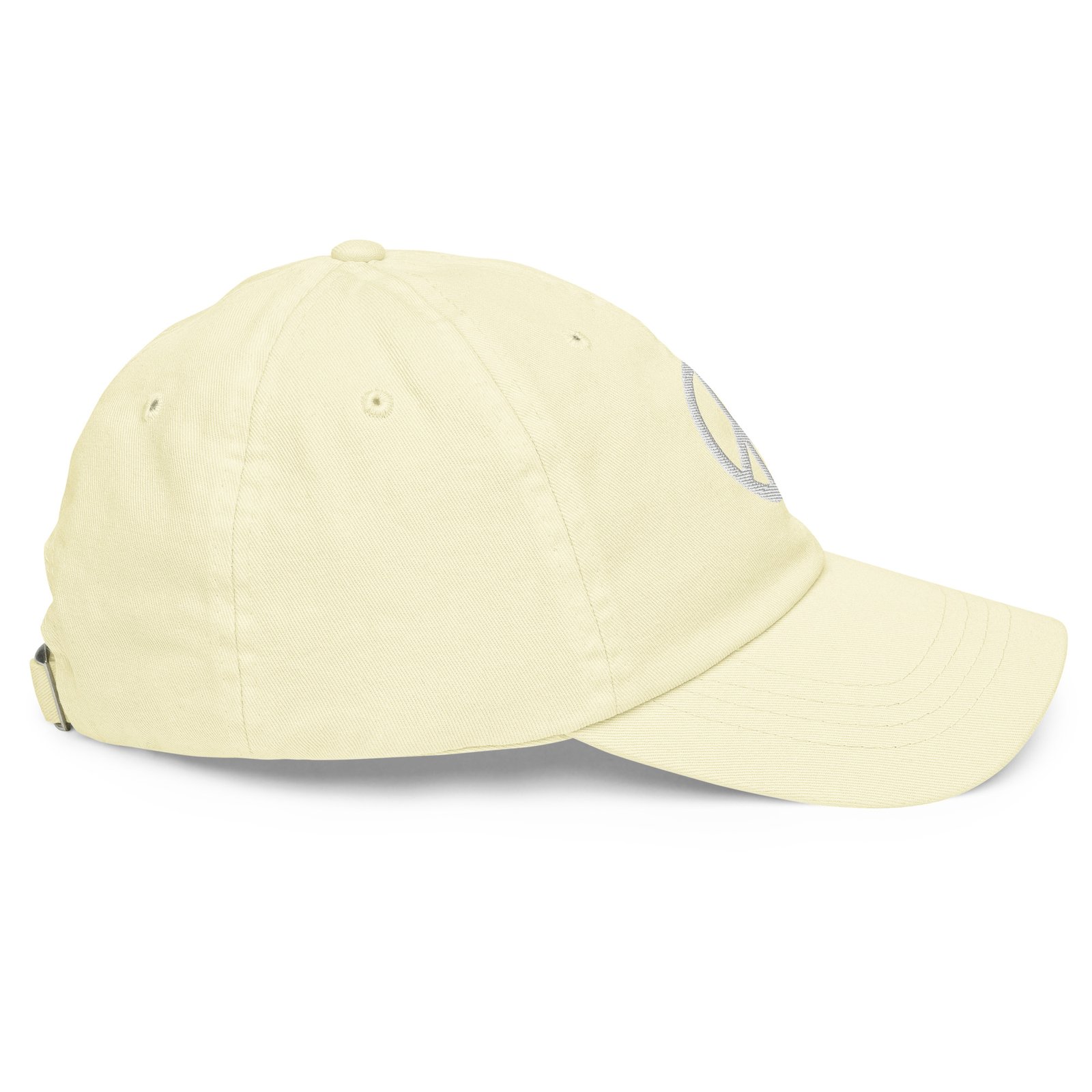 White Embroidered Simple Peace Sign on Pastel Baseball Hat - Image 17