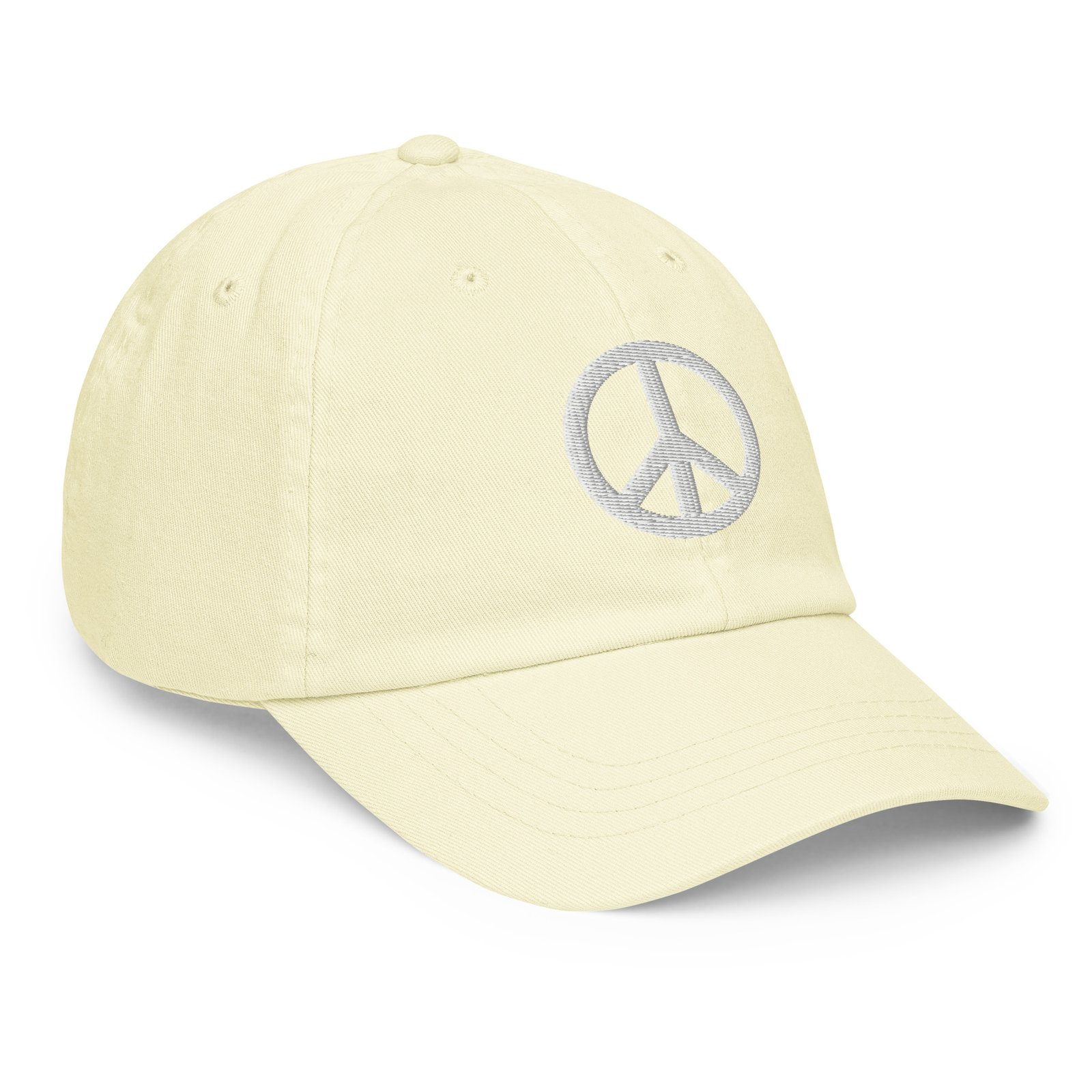White Embroidered Simple Peace Sign on Pastel Baseball Hat - Image 18