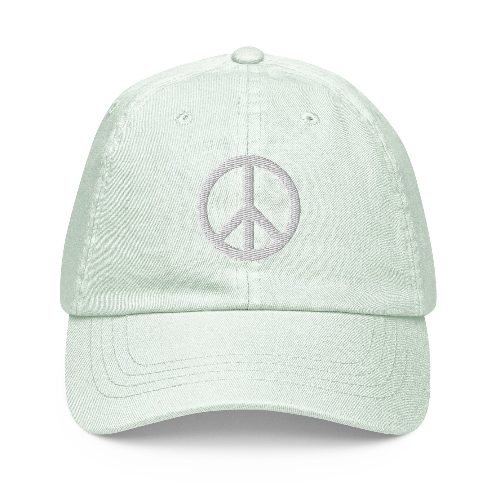 White Embroidered Simple Peace Sign on Pastel Baseball Hat - Image 19