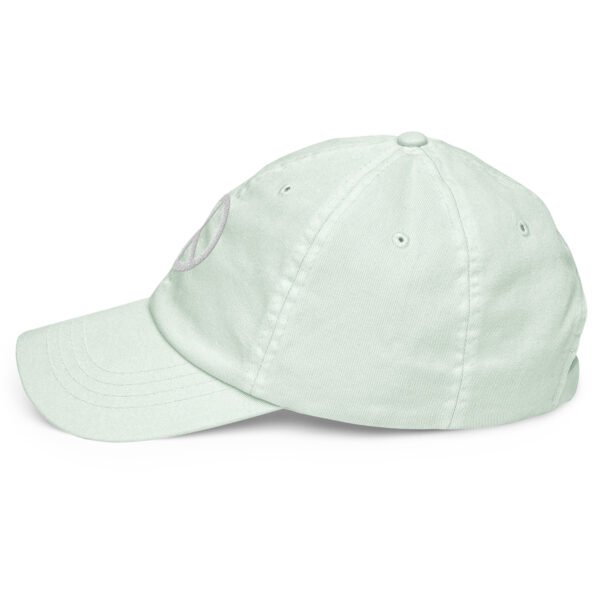 White Embroidered Simple Peace Sign on Pastel Baseball Hat - Image 21