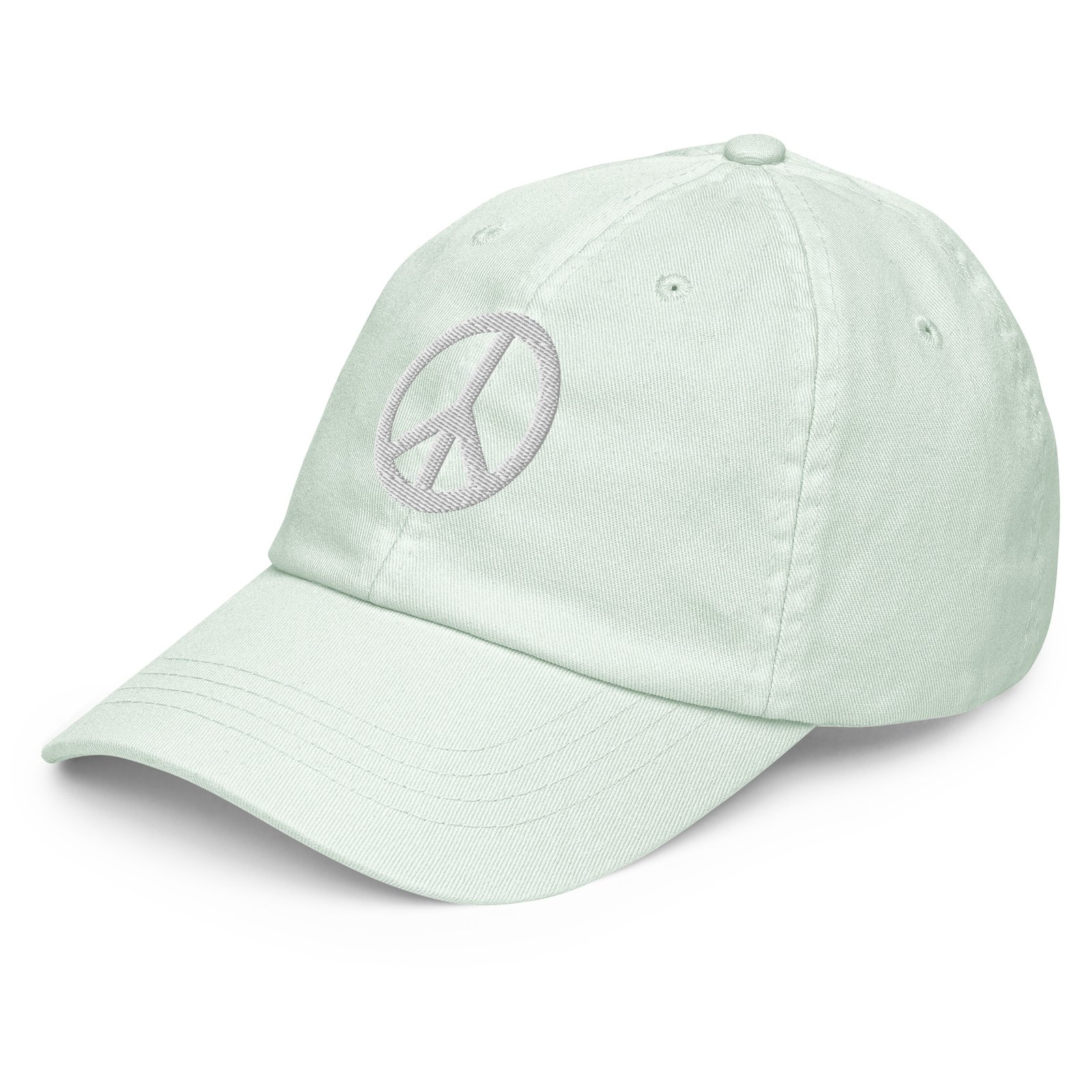 White Embroidered Simple Peace Sign on Pastel Baseball Hat - Image 22