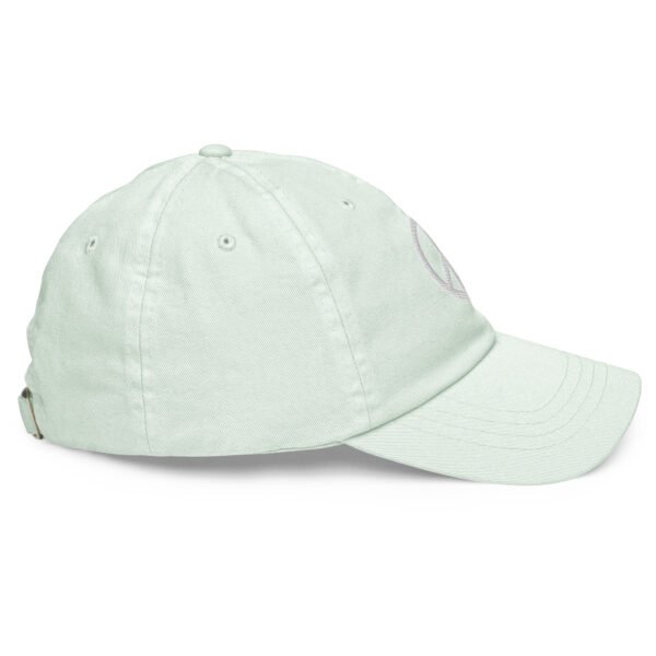 White Embroidered Simple Peace Sign on Pastel Baseball Hat - Image 23