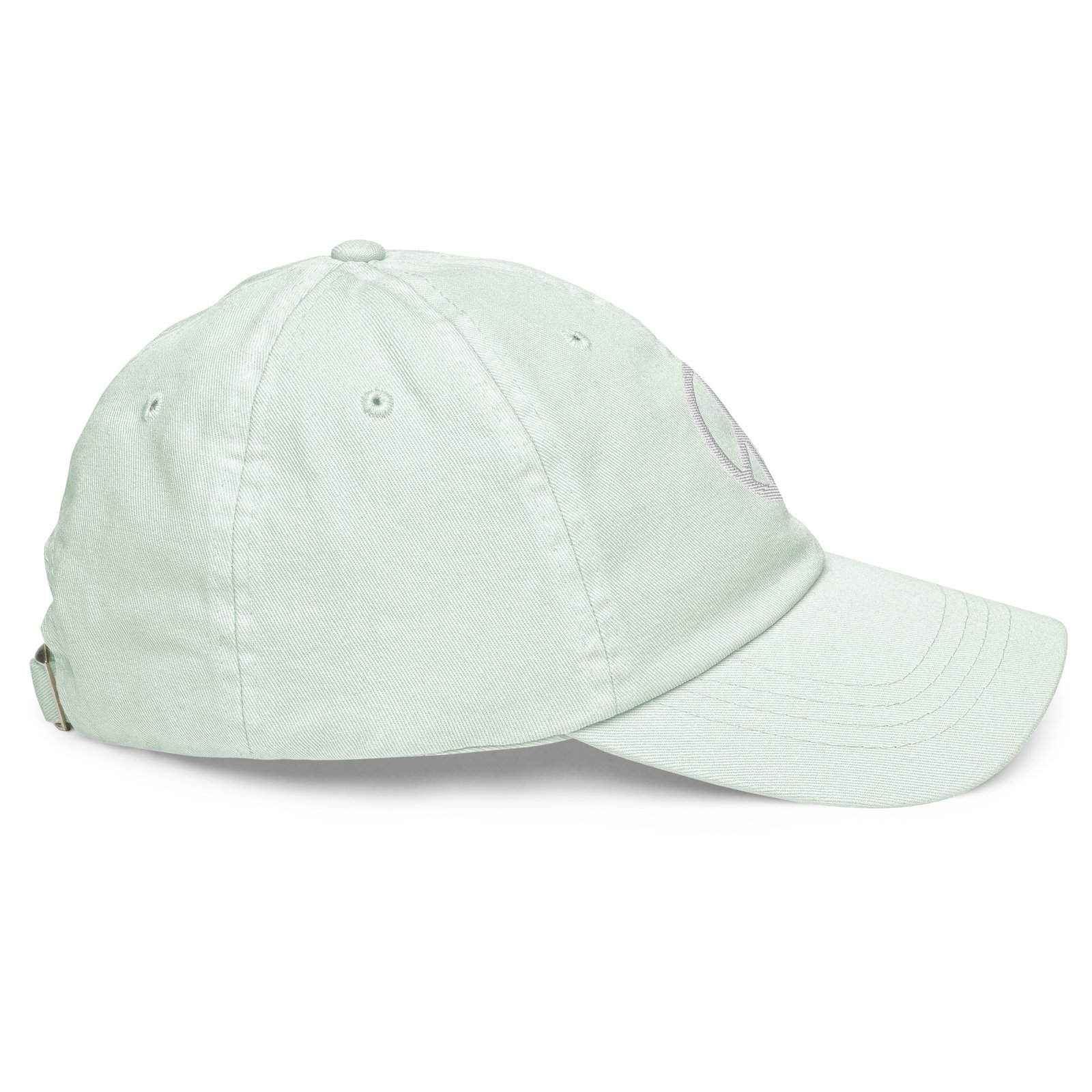 White Embroidered Simple Peace Sign on Pastel Baseball Hat - Image 23