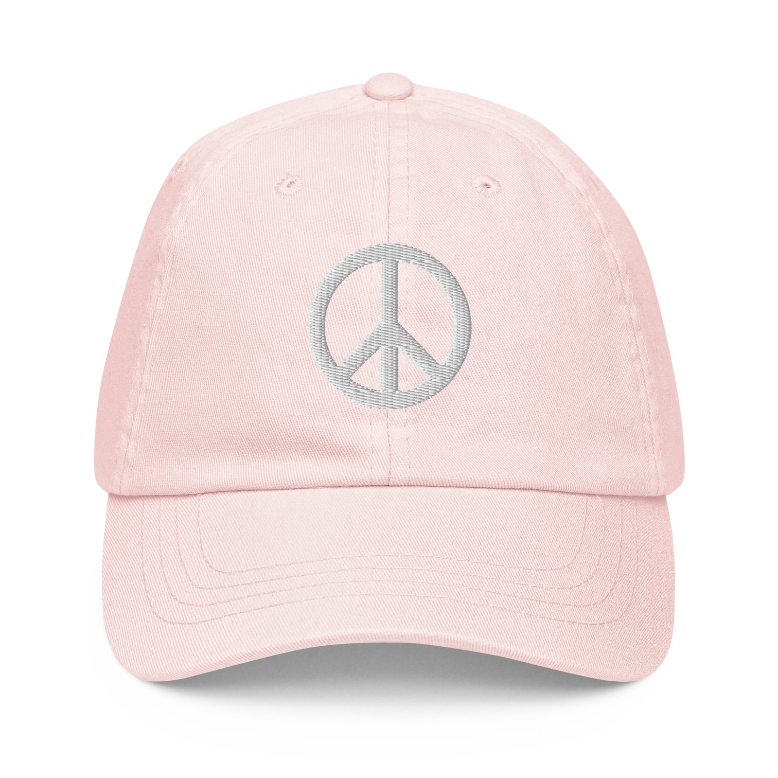 White Embroidered Simple Peace Sign on Pastel Baseball Hat - Image 7