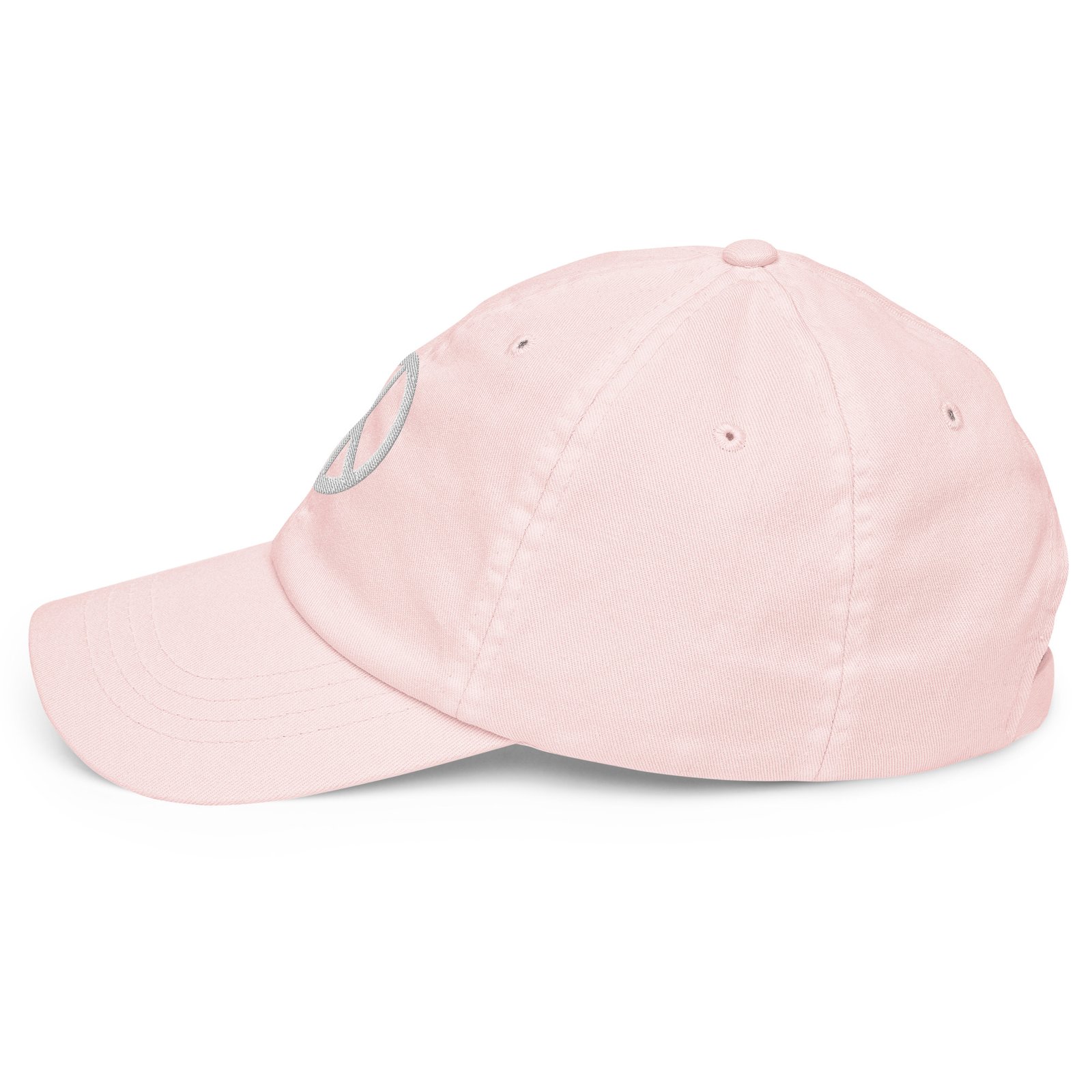 White Embroidered Simple Peace Sign on Pastel Baseball Hat - Image 9