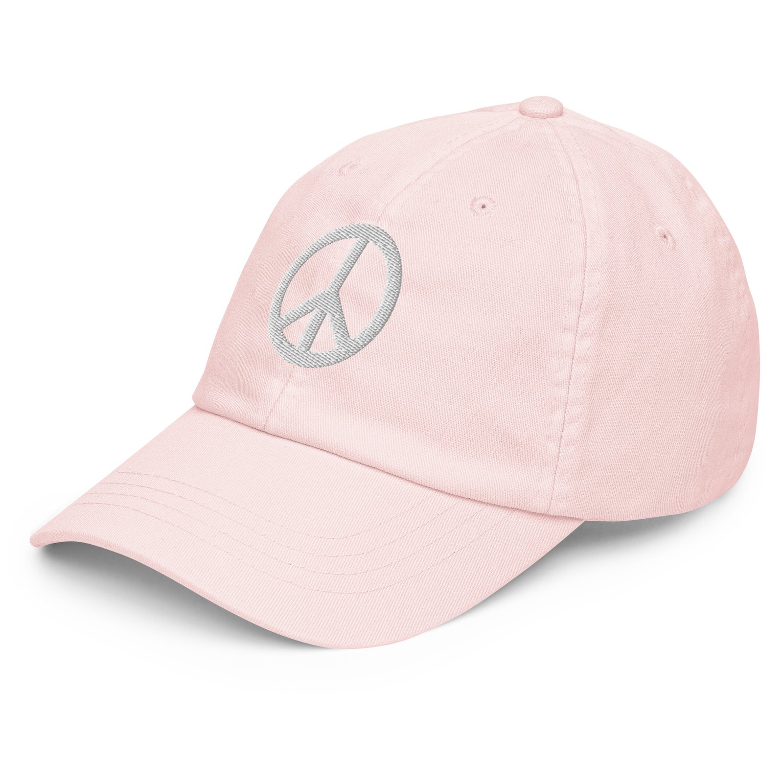 White Embroidered Simple Peace Sign on Pastel Baseball Hat - Image 10