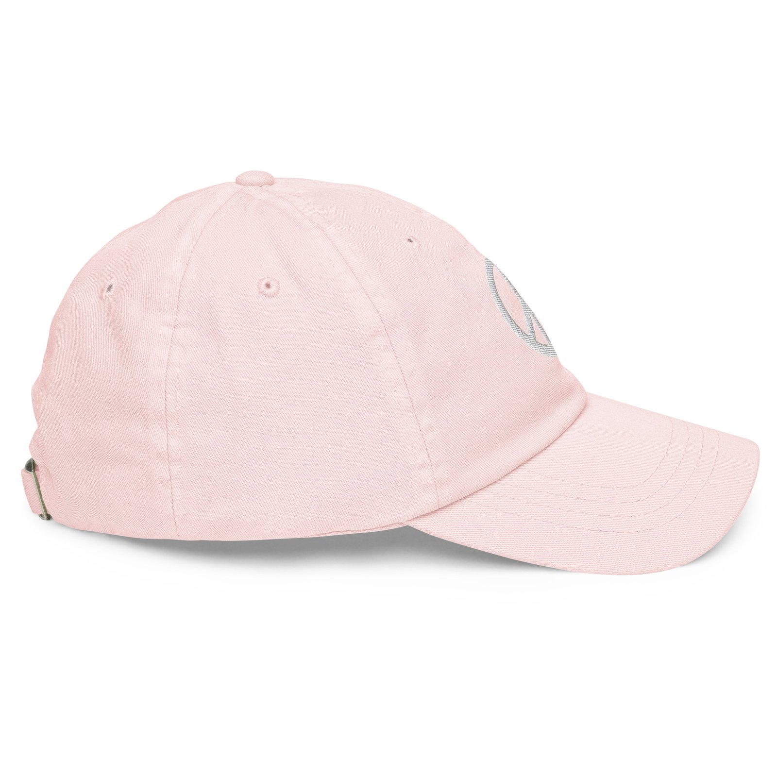 White Embroidered Simple Peace Sign on Pastel Baseball Hat - Image 11