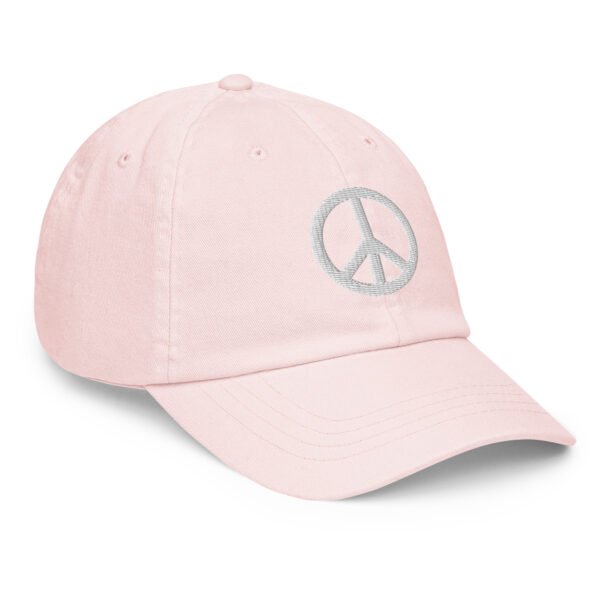 White Embroidered Simple Peace Sign on Pastel Baseball Hat - Image 12