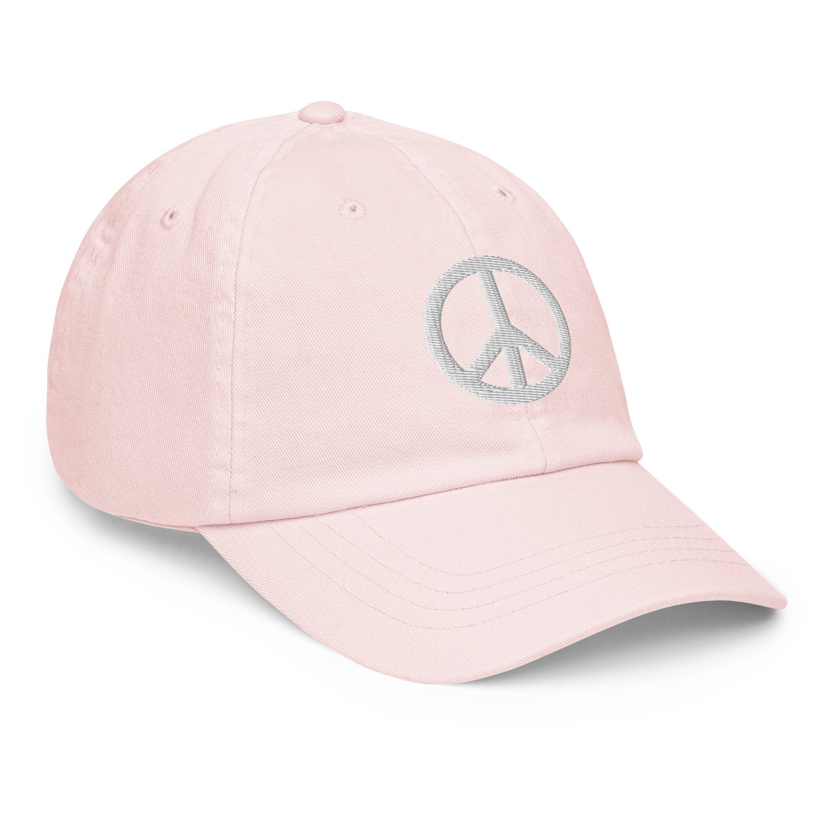White Embroidered Simple Peace Sign on Pastel Baseball Hat - Image 12
