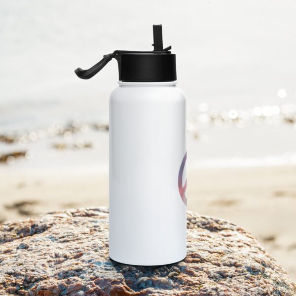 Bevel Peace Sign Stainless steel water bottle with a straw lid - Image 2