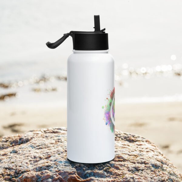 Splatter Peace Sign Stainless steel water bottle with a straw lid - Image 2
