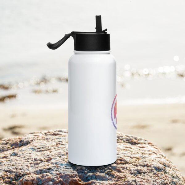 Retro Peace Sign Stainless steel water bottle with a straw lid - Image 2