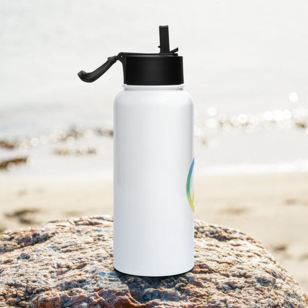 Tie Dye Peace Sign Stainless steel water bottle with a straw lid - Image 2