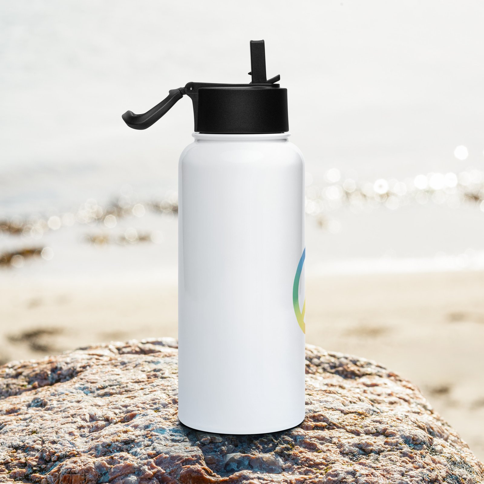 Tie Dye Peace Sign Stainless steel water bottle with a straw lid - Image 2