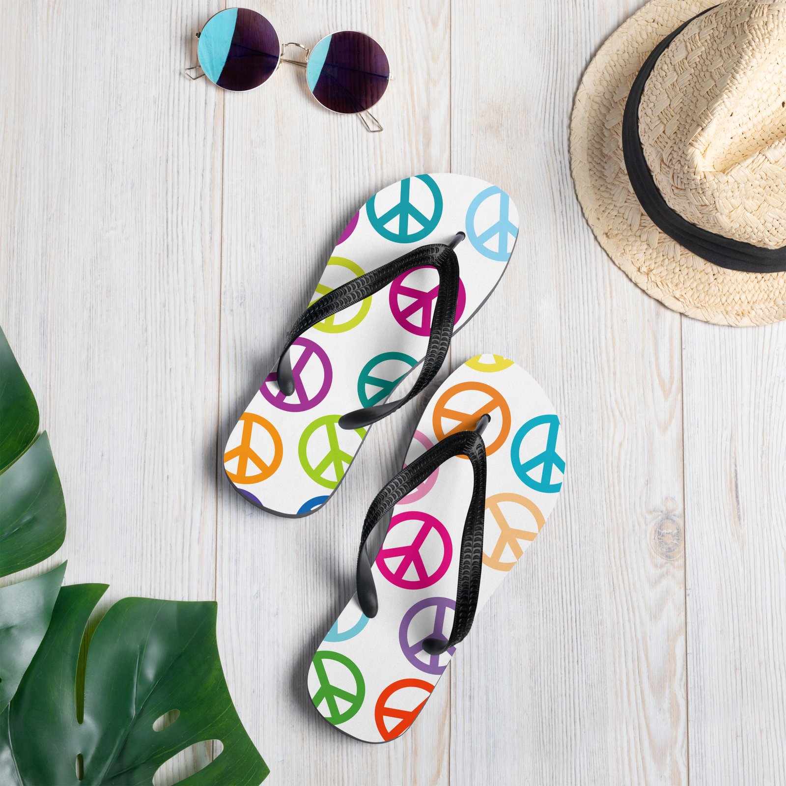 Peace Sign Pattern Flip-Flops