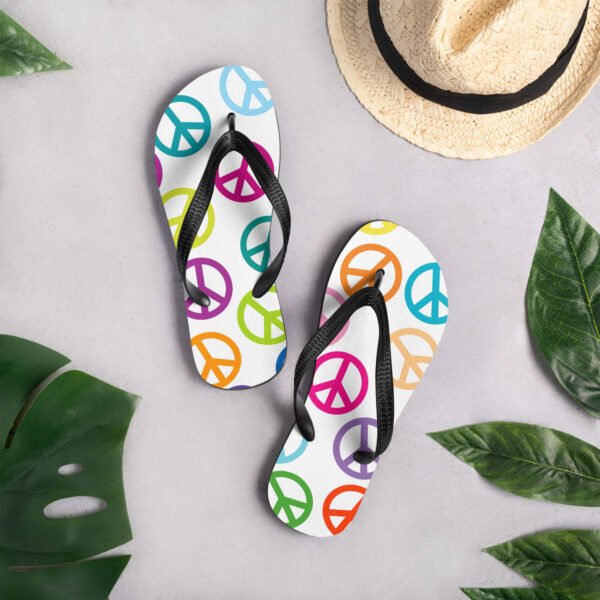 Peace Sign Pattern Flip-Flops - Image 2