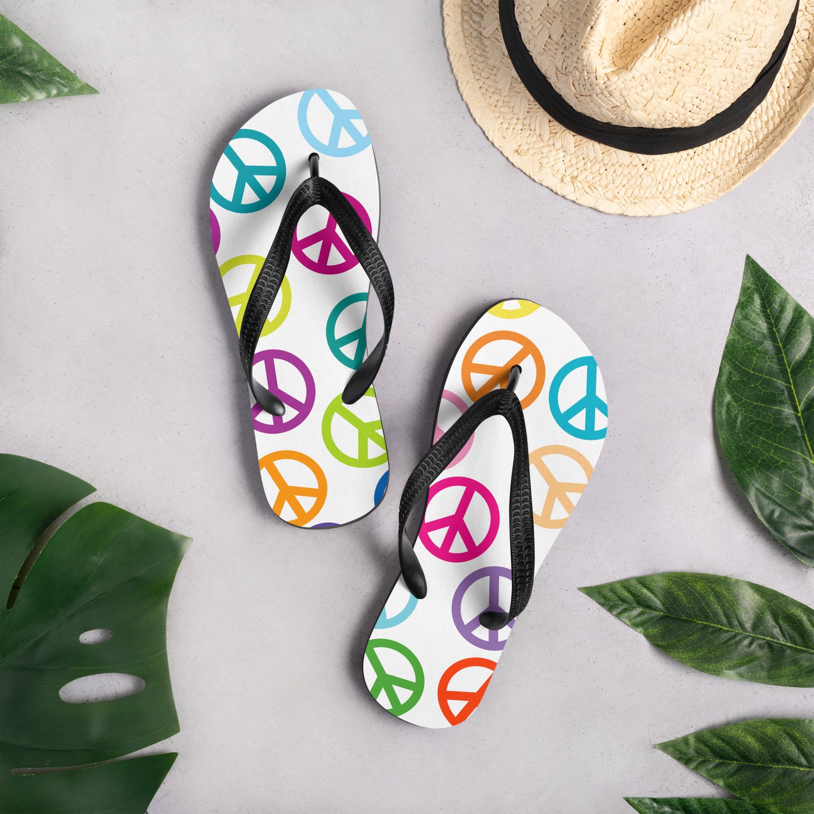 Peace Sign Pattern Flip-Flops - Image 2