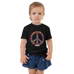 Flower Peace Sign Toddler Short Sleeve Tee