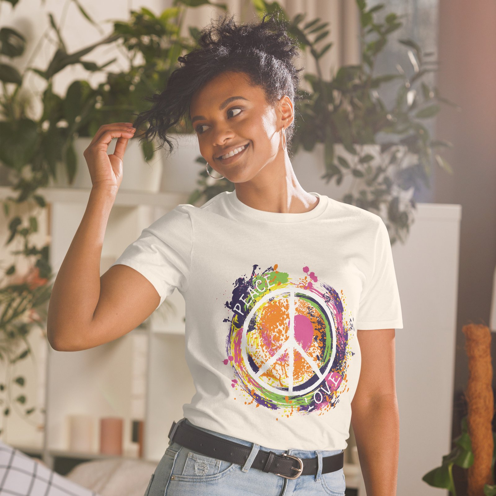 Swirl Peace Sign Short-Sleeve Unisex T-Shirt - Image 5